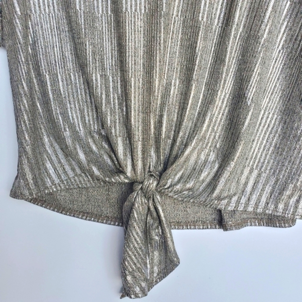 Metallic Gold/Silver/Pewter Top Short Sleeve Size M - Picture 5 of 13
